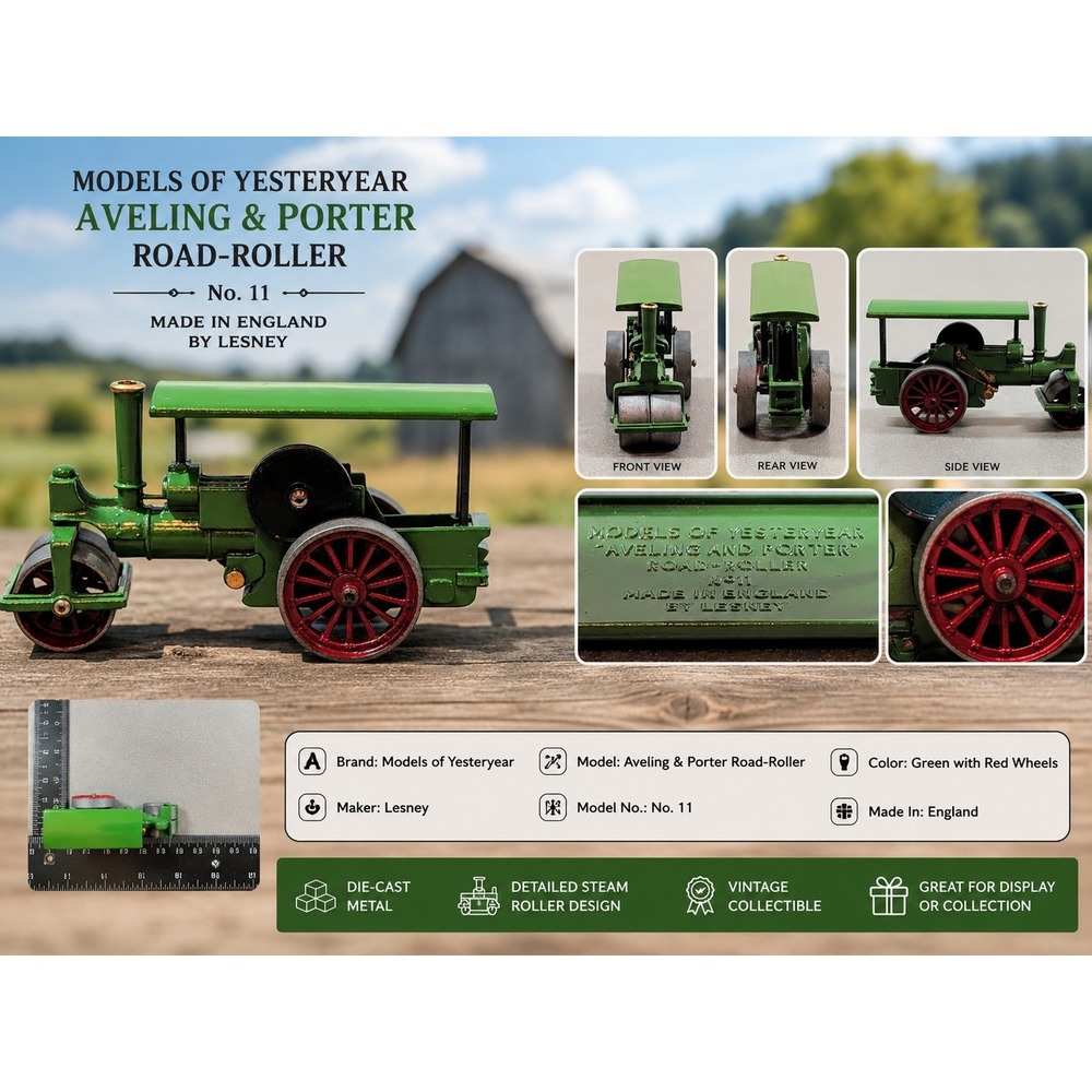 Lesney Matchbox Models of Yesteryear No 11 Aveling and Porter Road Roller Green
